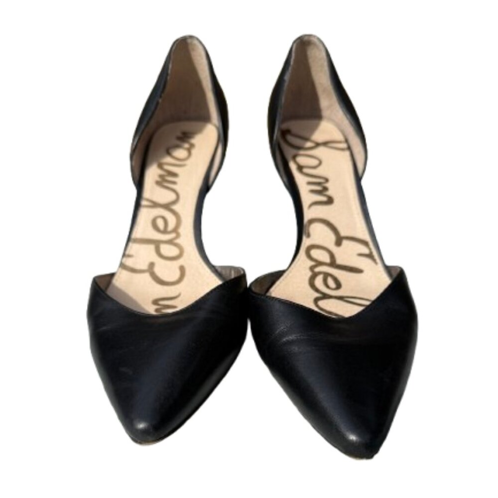 SAM EDELMAN Black Leather Pointed Toe D’Orsay Pumps - size 10M